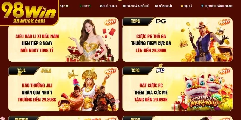 Tổng hợp khuyến mãi 98WIN nổi bật với cơ hội nhận thưởng cao