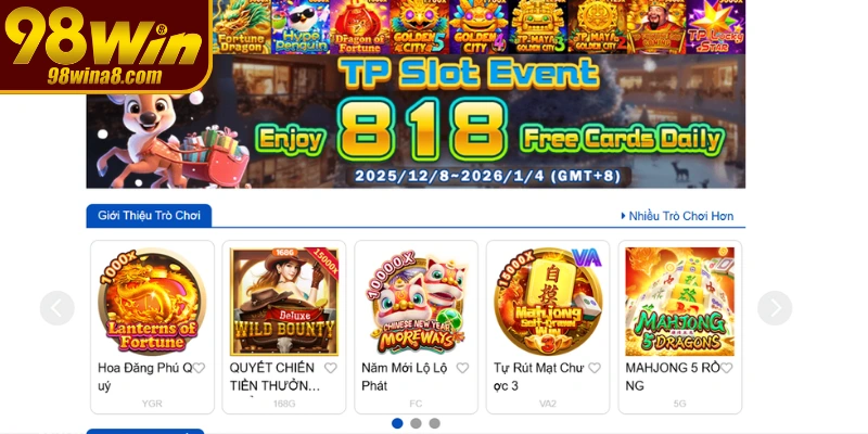 Top năm lựa chọn tiêu biểu nổ hũ 98WIN nay